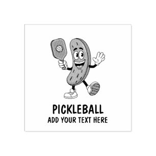Personalised Cute Pickle Playing Pickleball Funny Rubber Stamp