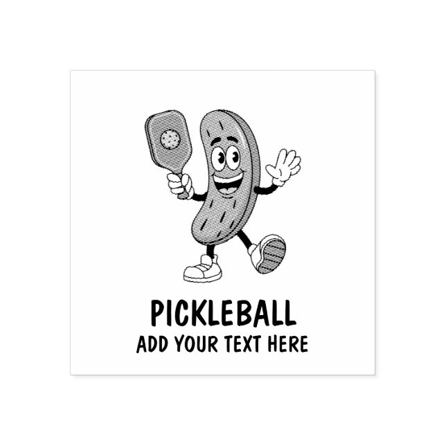 Personalised Cute Pickle Playing Pickleball Funny Rubber Stamp (Imprint)
