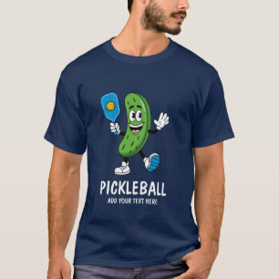 Personalised Cute Pickle Playing Pickleball Funny T-Shirt