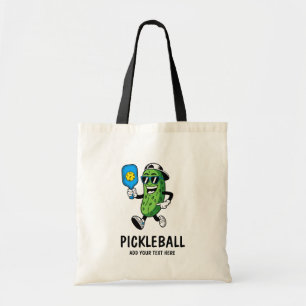 Personalised Cute Pickle Playing Pickleball Funny Tote Bag