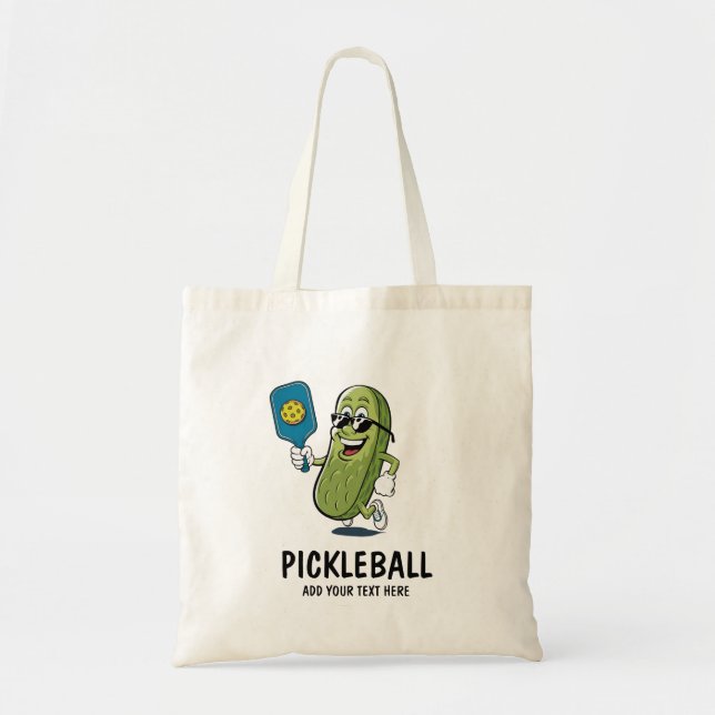 Personalised Cute Pickle Playing Pickleball Funny Tote Bag (Front)