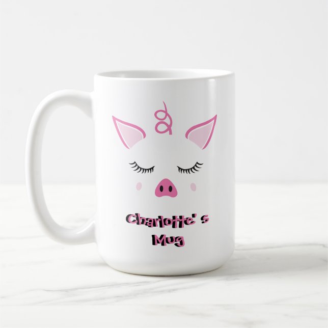 Personalised Cute Pig Coffee Mug (Left)