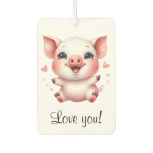 Personalised Cute Piglet and Hearts Love You Car Air Freshener