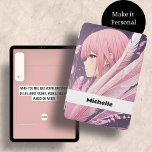 Personalised Cute Pink Anime Girl iPad Case<br><div class="desc">Protect your iPad in style with our Cute Pink Anime Girl Case featuring whimsical feathers. Make it personal by adding your name or personalise it as a gift for someone special.</div>