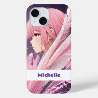 Personalised Cute Pink Anime Girl iPhone Case