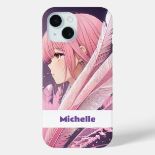 Personalised Cute Pink Anime Girl iPhone Case