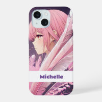 Personalised Cute Pink Anime Girl iPhone Case