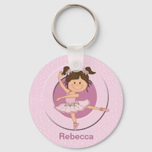 Personalised Cute Pink Ballerina Key Ring
