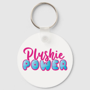 Personalised Cute Pink Blue Plushie Power Photo Key Ring