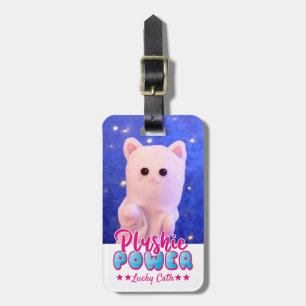 Personalised Cute Pink Blue Plushie Power Photo Luggage Tag
