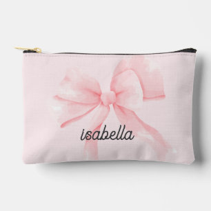 Personalised Cute Pink Bow Girl Accessory Pouch