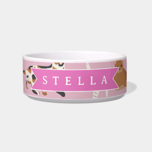 Personalised Cute Pink Cat Pattern Gift Cat Lover Bowl