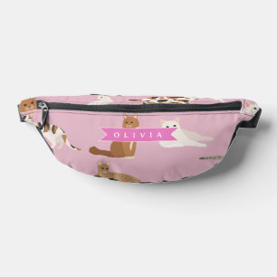 Personalised Cute Pink Cat Pattern Gift Cat Lover Bum Bags