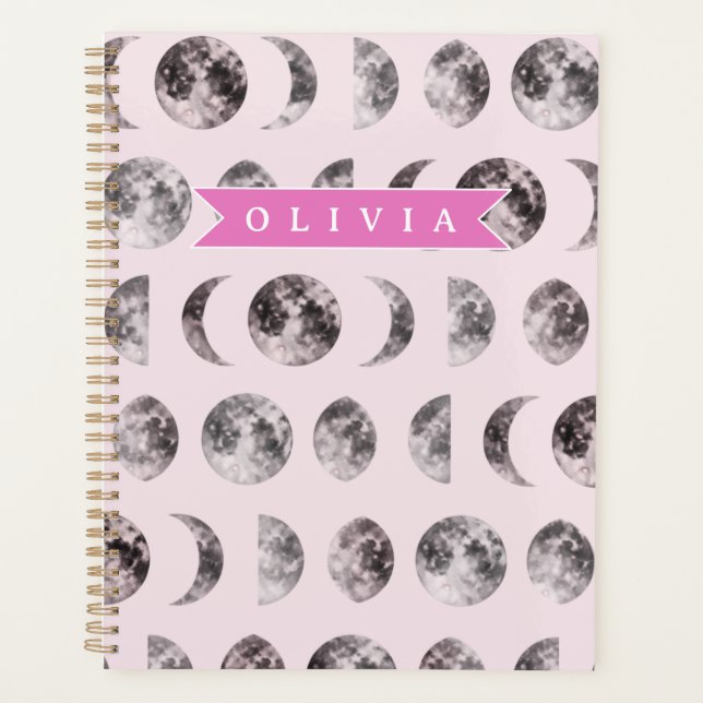 Personalised Cute Pink Cat Pattern Gift Cat Lover Planner (Front)