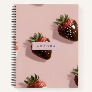 Personalised Cute Pink Chocolate-dipped Strawberry Notebook