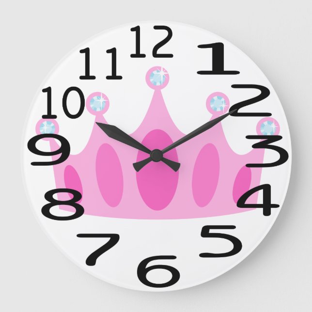 Personalised Cute Pink Crown Princess Wall Clock (Front)
