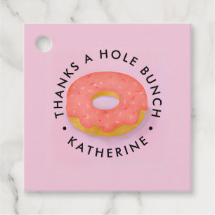 Personalised Cute Pink Doughnut Thanks a hole Bunc Favour Tags