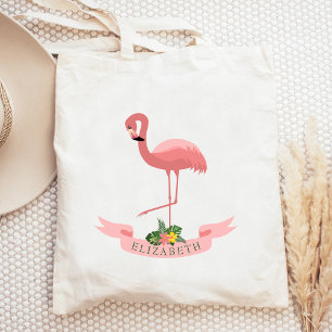 Personalised Cute Pink Flamingo  Tote Bag