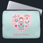Personalised Cute Pink Heart Nesting Doll Laptop Sleeve<br><div class="desc">A pretty teal and pink matryoshka nesting doll laptop sleeve. So fun for back to school!  Personalise it with your name or give it as a gift. Designed for you by Blackberry Boulevard.</div>