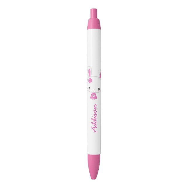 Personalised Cute Pink Kawaii Bunny Pink Pen (Front Vertical)