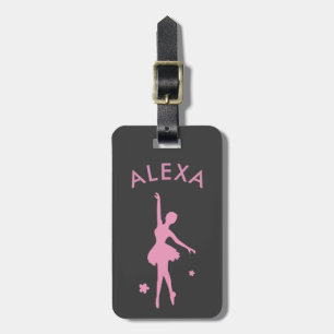 Personalised Cute Pink Kids Ballerina luggage tag