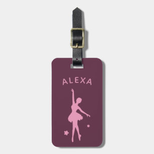 Personalised Cute Pink Kids Ballerina luggage tag