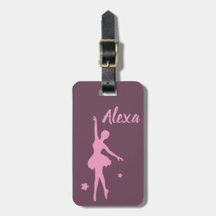 Personalised Cute Pink Kids Ballerina luggage tag