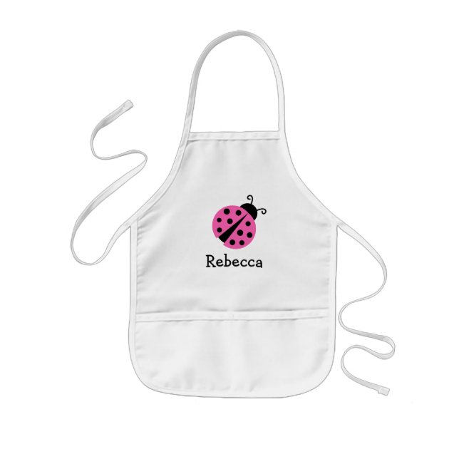 Personalised cute pink ladybug aprons for kids (Front)