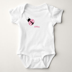 Personalised Cute Pink Ladybug Baby Bodysuit