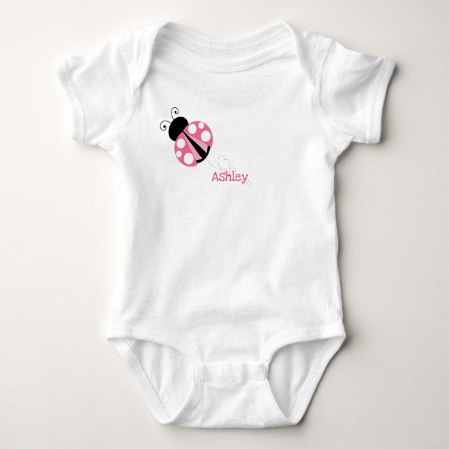 Personalised Cute Pink Ladybug Baby Bodysuit (Front)