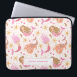Personalised Cute Pink Mermaid Laptop Sleeve<br><div class="desc">A cute pink mermaid pattern decorates this laptop sleeve. Personalise it with your name. Makes a fun gift for a girl. Designed for you by
Blackberry Boulevard.</div>