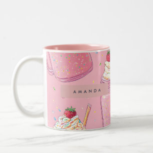 Personalised Cute Pink Milkshake Sprinkles Two-Tone Coffee Mug