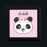 Personalised Cute Pink Panda Face Jewellery Box<br><div class="desc">A cute pink personalised panda jewellery box. Pretty pink background with a girly panda face on front. Personalise it with your name. Designed for you by Blackberry Boulevard.</div>