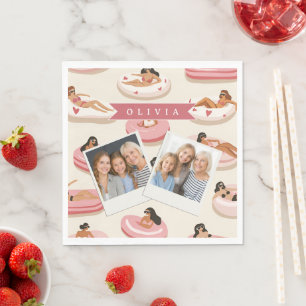 Personalised Cute Pink Pool Float Summer Aesthetic Napkin