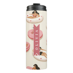 Personalised Cute Pink Pool Float Summer Aesthetic Thermal Tumbler