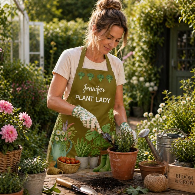 Personalised cute Plant Lady garden Apron (Personalized cute Plant Lady garden Apron. For garden lovers and gardeners.)