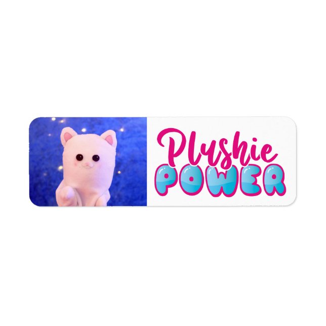 Personalised Cute Plushie Power Plushiemail Return Address Label (Front)
