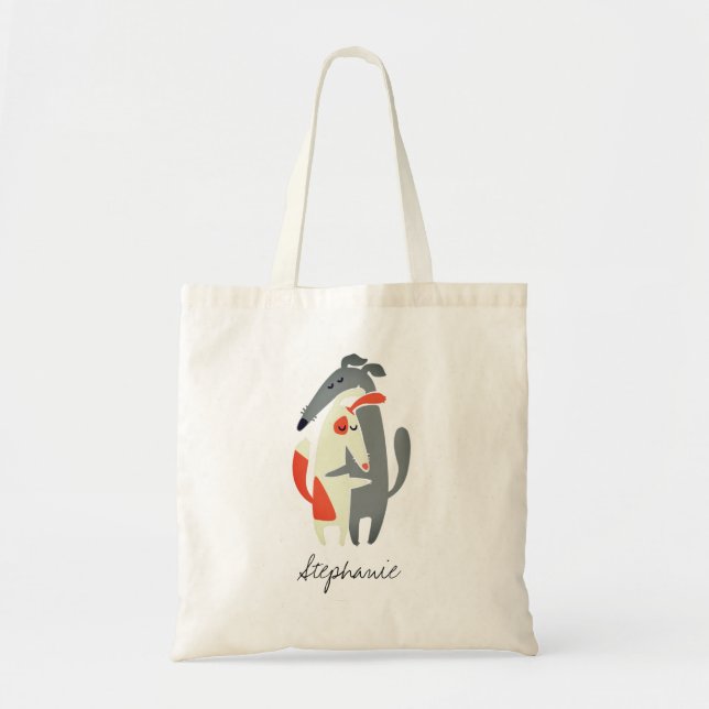 Personalised Cute Podenco Dog and Galgo Greyhound Tote Bag (Front)