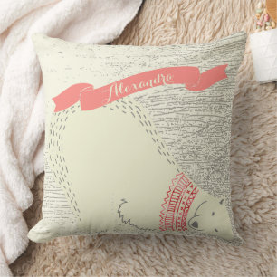 Personalised Cute Polar Bear Apricot Banner Cushion