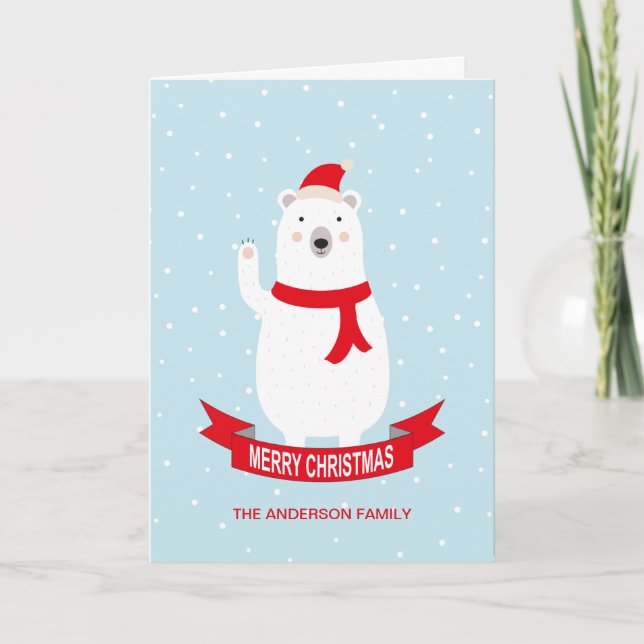 Personalised Cute Polar Bear Christmas Card (Front)