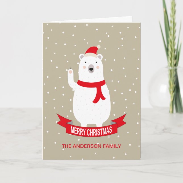 Personalised Cute Polar Bear Christmas Card (Front)