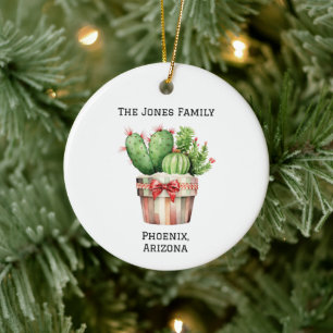 Personalised Cute Potted Cactus  Ceramic Ornament