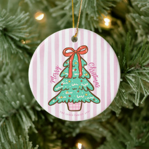 Personalised Cute Preppy Christmas Tree Ceramic Ornament