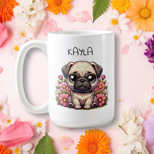 Personalised Cute Pug Puppy Dog Coffee Mug (Creator Uploaded)