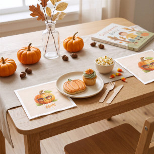 Personalised Cute Pumpkin Halloween Paper Napkins