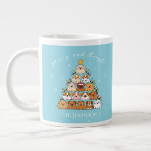 Personalised cute puppies Christmas tree dog lover Large Coffee Mug