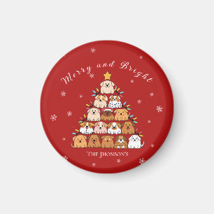Personalised cute puppies Christmas tree dog lover Magnet