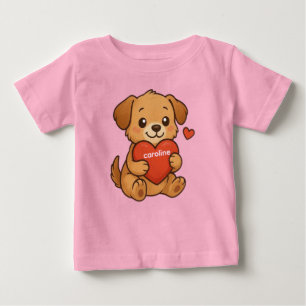 personalised Cute puppy/dog Valentine's day Baby T-Shirt