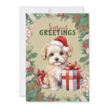 Personalised Cute Puppy Holiday Flat Card