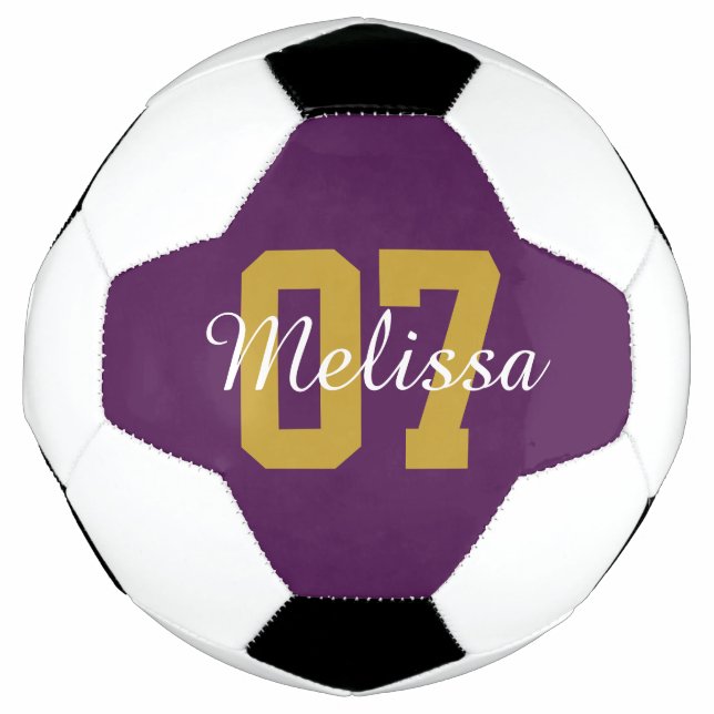 Personalised Cute Purple Soccer Ball (Front)